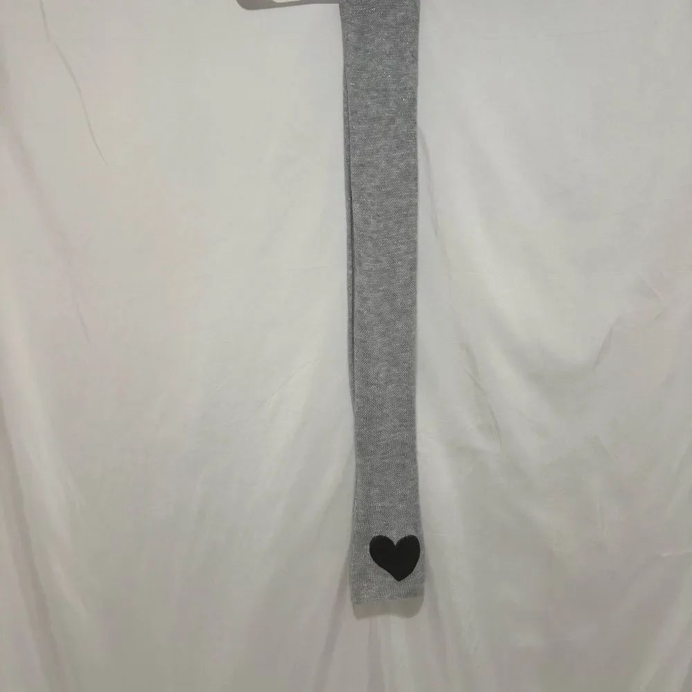Grey  Scarf with Black Hearts